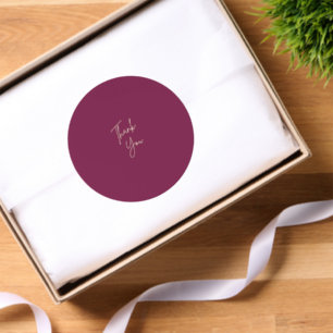 Burgundy Minimalist Thank you Classic Round Sticker