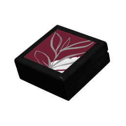 Burgundy Minimalist Watercolor Leaves Gift Box