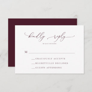 Burgundy Minimalist Wedding RSVP Card