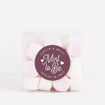 Burgundy | Mint to Be Personalized Wedding Favor Classic Round Sticker<br><div class="desc">Minty fresh wedding favor stickers feature "mint to be" in white script lettering accented with hearts,  on a burgundy wine background. Personalize with your names and wedding date.</div>