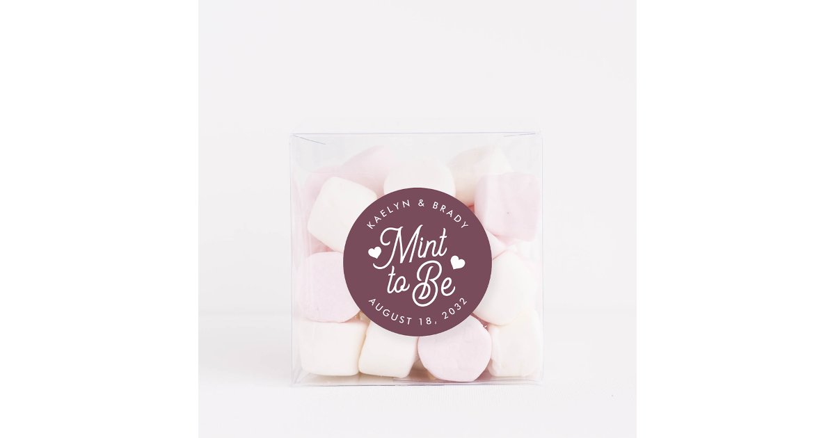 Burgundy | Mint to Be Personalized Wedding Favor Classic Round Sticker ...
