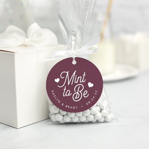 Burgundy  Mint to Be Personalized Wedding Favor Tags
