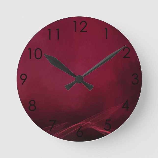 Burgundy Mist fog vapor smoke Round Clock (Front)