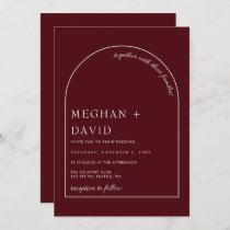 Burgundy Modern Arch Wedding  Invitation