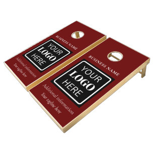 Burgundy Modern Elegant Logo Business Cornhole Set