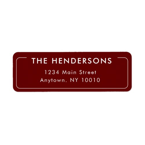 Burgundy Modern Frame Return Address Label