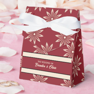 Burgundy Modern Minimalist Geometric Starflower Favor Boxes