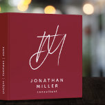 Burgundy Modern Minimalist Monogram<br><div class="desc">Keep your documents organized in style with this modern and minimalist 3 ring binder. The burgundy color gives it a stylish twist,  while the customizable monogram on the front adds a personal touch. Perfect for use at home,  school,  or in the office.</div>