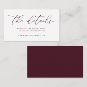 Burgundy Modern Minimalist Wedding Enclosure Card