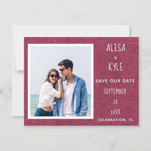 Burgundy Modern Photo Save the Date