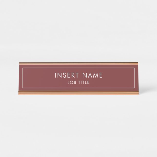 Burgundy Modern Professional Desk Name Plate (Front)