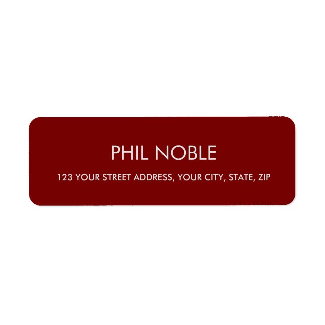 BURGUNDY modern simple professional name monogram Label (Front)