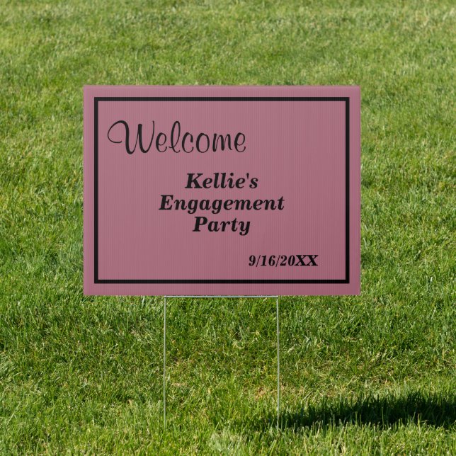Burgundy Modern Type Engagement Party Sign (Insitu)