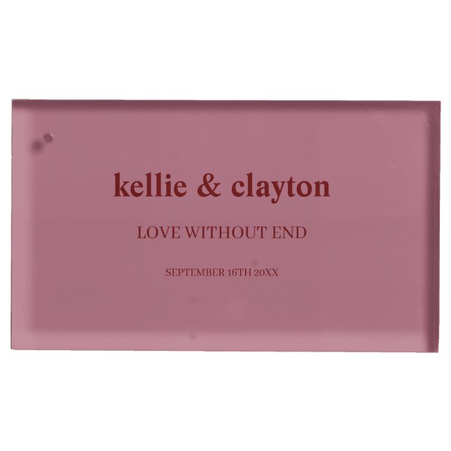 Burgundy Modern Type Wedding Table Place Card Holder (Front)