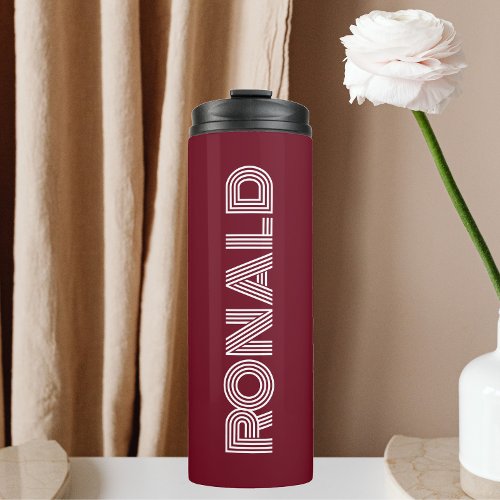 Burgundy Modern Typography Groomsman Thermal Tumbler