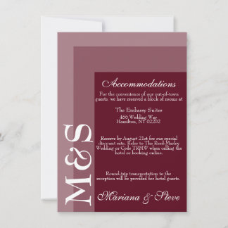 Burgundy Modern Wedding Accommodations Card