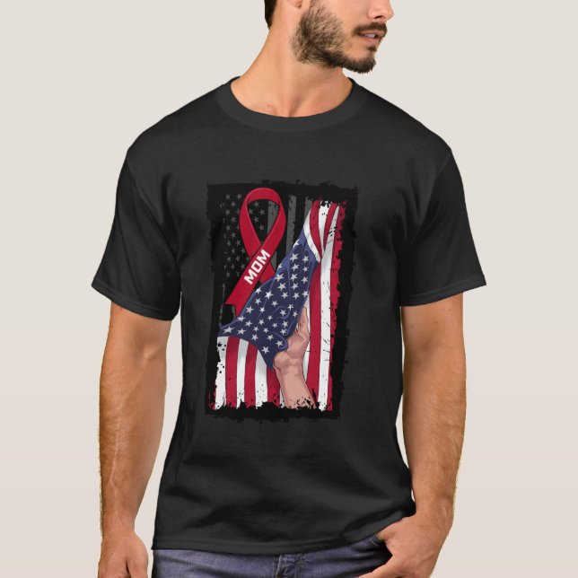 Burgundy Mom Multiple Myeloma Awareness Ribbon Ame T-Shirt (Front)