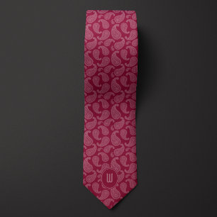 Burgundy Monochrome Monogram Paisley Neck Tie