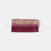 Burgundy Monogram Blush Pink Rose Gold Glitter Adult Cloth Face Mask (Front, Folded)