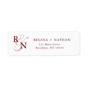 Burgundy Monogram Couples Return Address Label