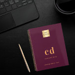 Burgundy monogram initials logo business 2024 planner<br><div class="desc">A burgundy background and golden text. Personalize and add your logo,  monogram initials,  name and a title year 2024 (or any year). Your logo both on the front and the back.  Space for your website address on the back.</div>
