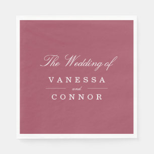 Burgundy Monogram names wedding Napkins