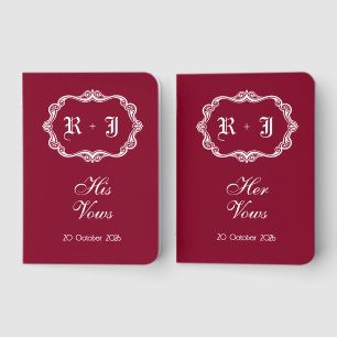 Burgundy Monogram Regal Wedding Vow Notebook