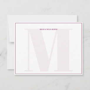 Burgundy Monogram Typewriter Couple Wedding Custom Note Card