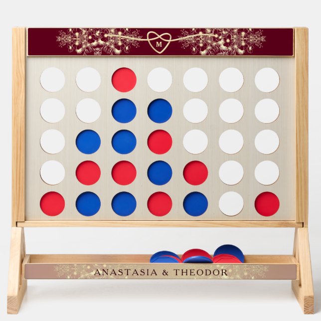 Burgundy Monogram Wedding Fast Four (Front)