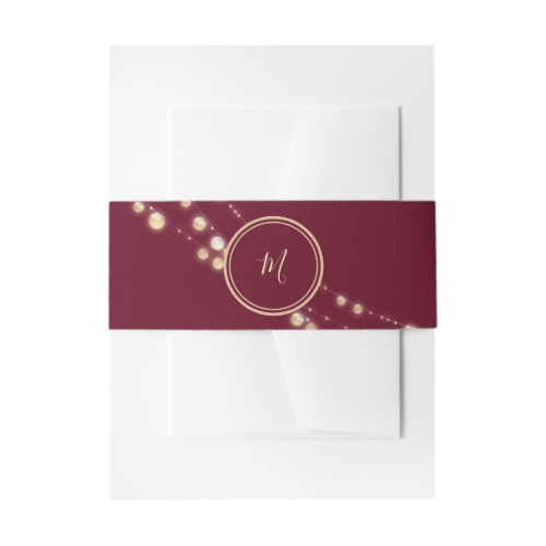 Burgundy Monogram Wedding Invitation Belly Band