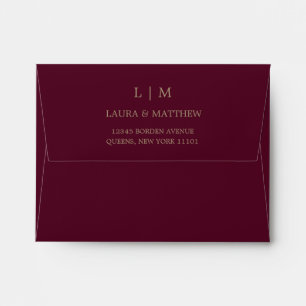 Burgundy Monogram Wedding Invitation Envelope