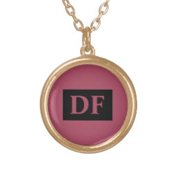 Burgundy Monogrammed Gold Plated Necklace