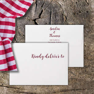 Burgundy Monograms Minimalist Classic Wedding  Envelope