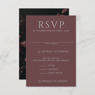 Burgundy Moody Floral RSVP Card
