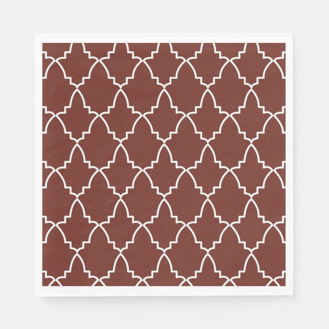 Burgundy Moroccan Lattice Pattern Napkins (Front)
