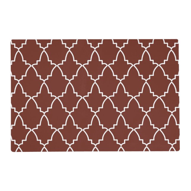 Burgundy Moroccan Lattice Pattern Placemat (Front)