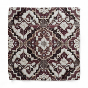 Burgundy Moroccan Tiles Pocket Square Bandana