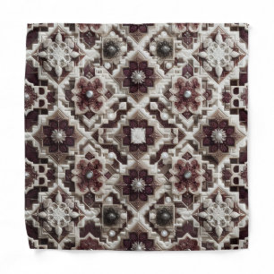 Burgundy Moroccan Tiles Pocket Square Bandana