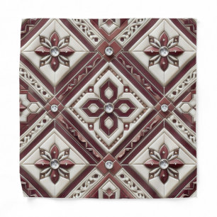 Burgundy Moroccan Tiles Pocket Square Bandana