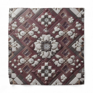 Burgundy Moroccan Tiles Pocket Square Bandana
