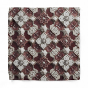 Burgundy Moroccan Tiles Pocket Square Bandana
