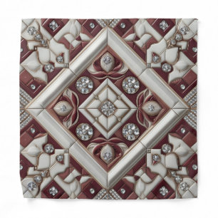 Burgundy Moroccan Tiles Pocket Square Bandana