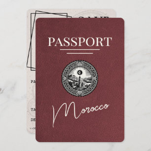Burgundy Morocco Passport Save The Date
