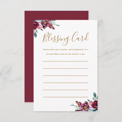 Burgundy Mothers Blessing Card Prayers Note Card
