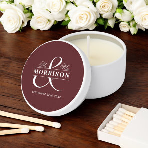 Burgundy Mr Mrs Wedding Favor  Mini Candle Favors