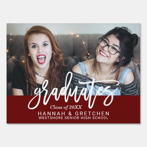 Burgundy Multiple Graduates Custom Photo and Text Sign