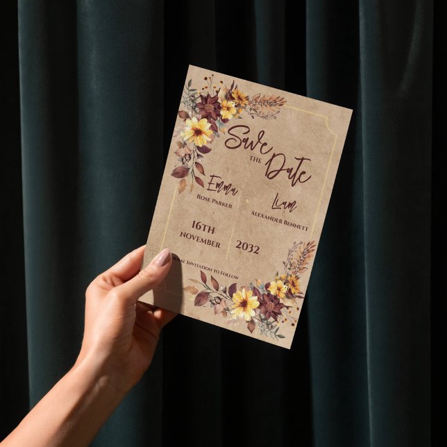 Burgundy Mustard Rustic Fall Wedding Save the Date (Burgundy Mustard Rustic Fall Wedding Save the Date)