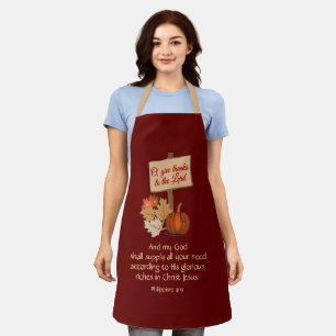 Burgundy   MY GOD SHALL SUPPLY   Thanksgiving Apron