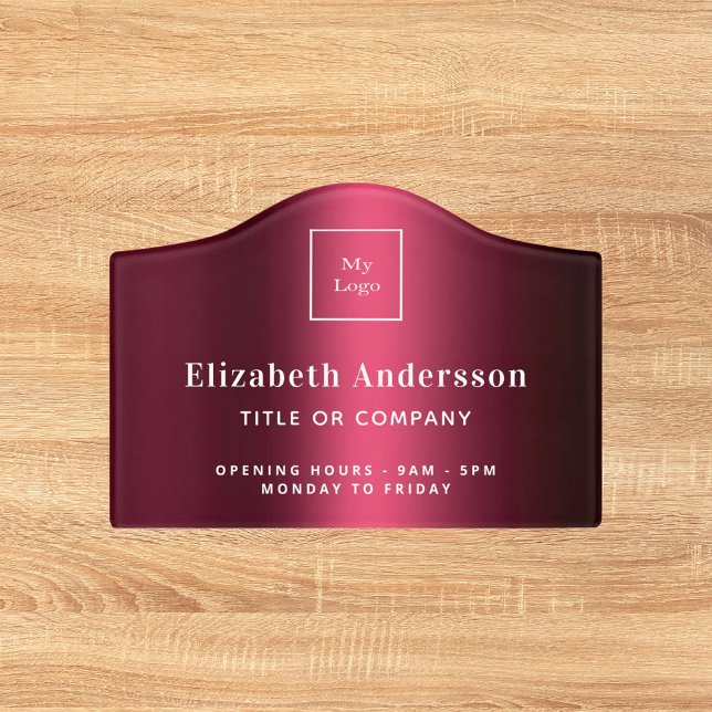Burgundy name title elegant business logo door sign (Creator Uploaded)