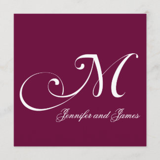 Burgundy Names Monogram M Wedding Invitations